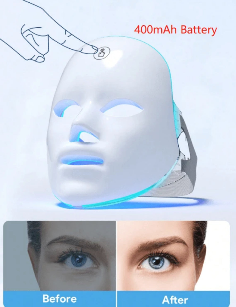 Shein LED arcmaszk, fehér