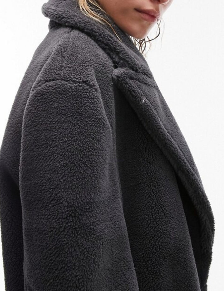 Topshop szürke műszőrme kabát