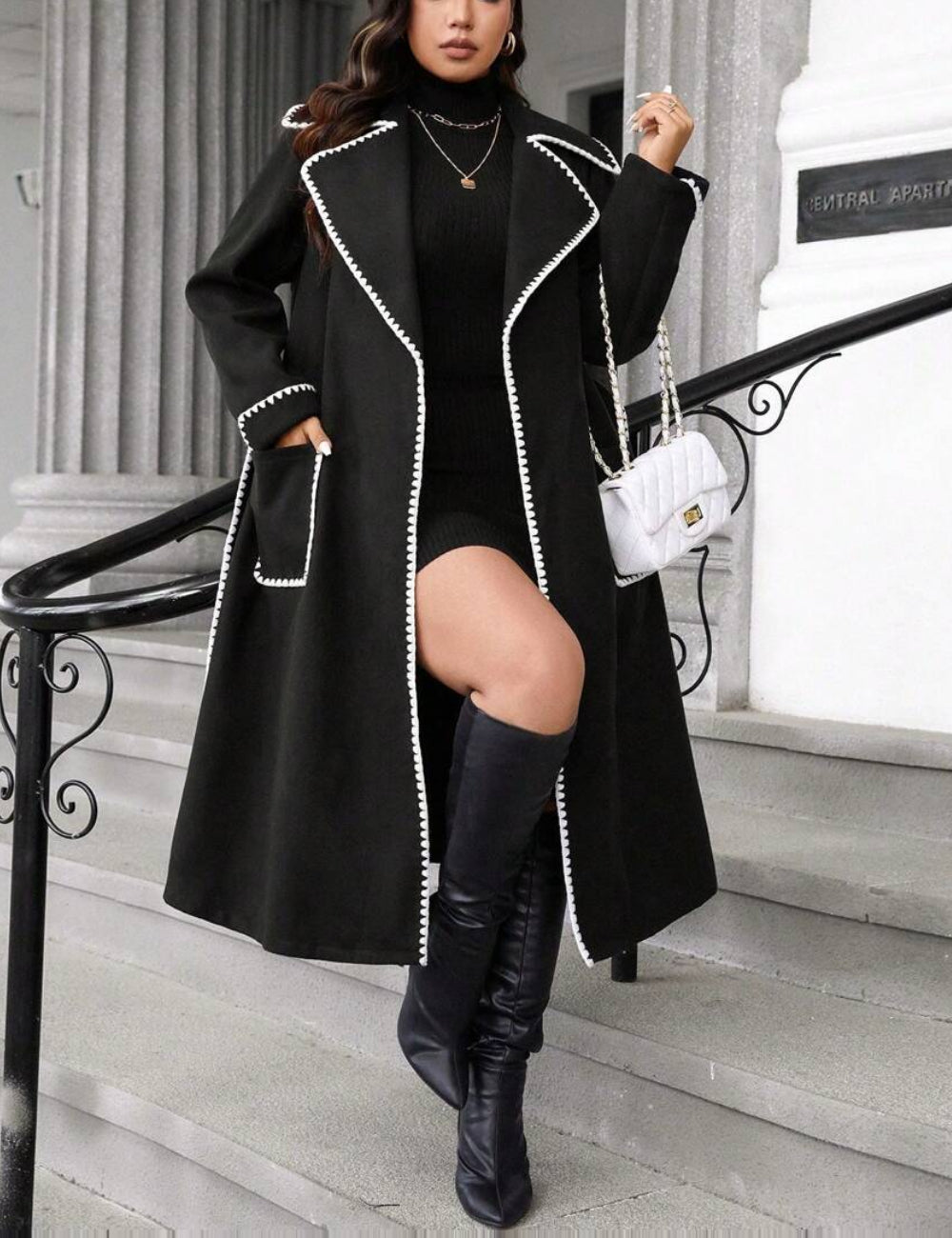 Palton Shein Curve+, negru