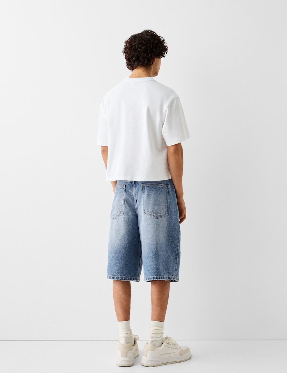 Pantaloni 3/4 Bershka, albastru