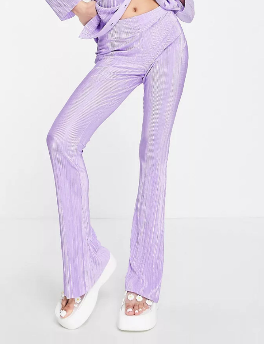 Pantaloni evazați Miss Selfridge, lila