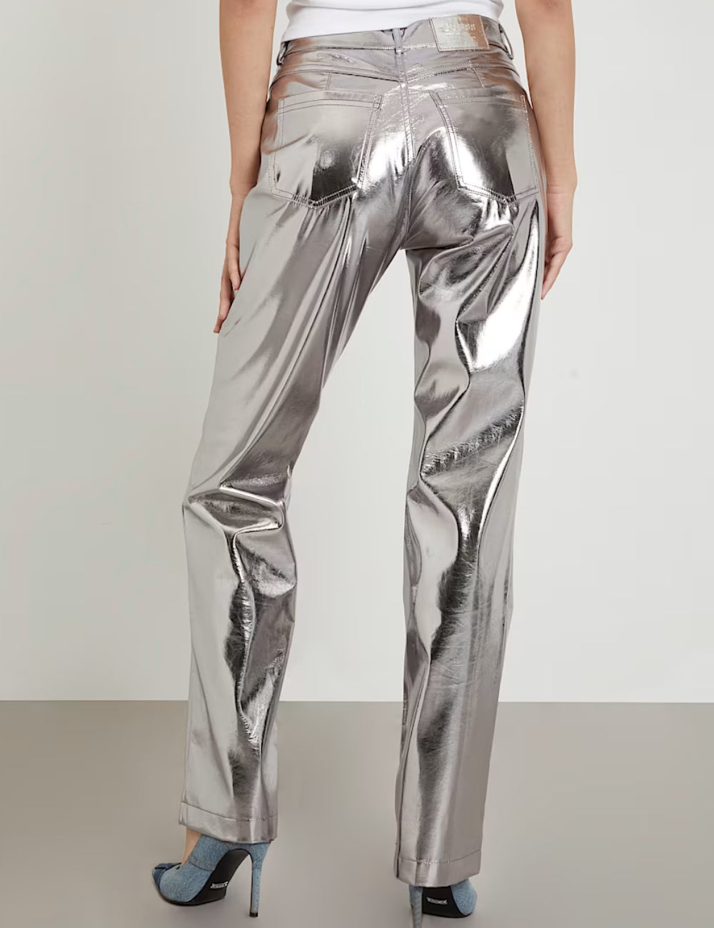 Pantaloni Guess, argintiu