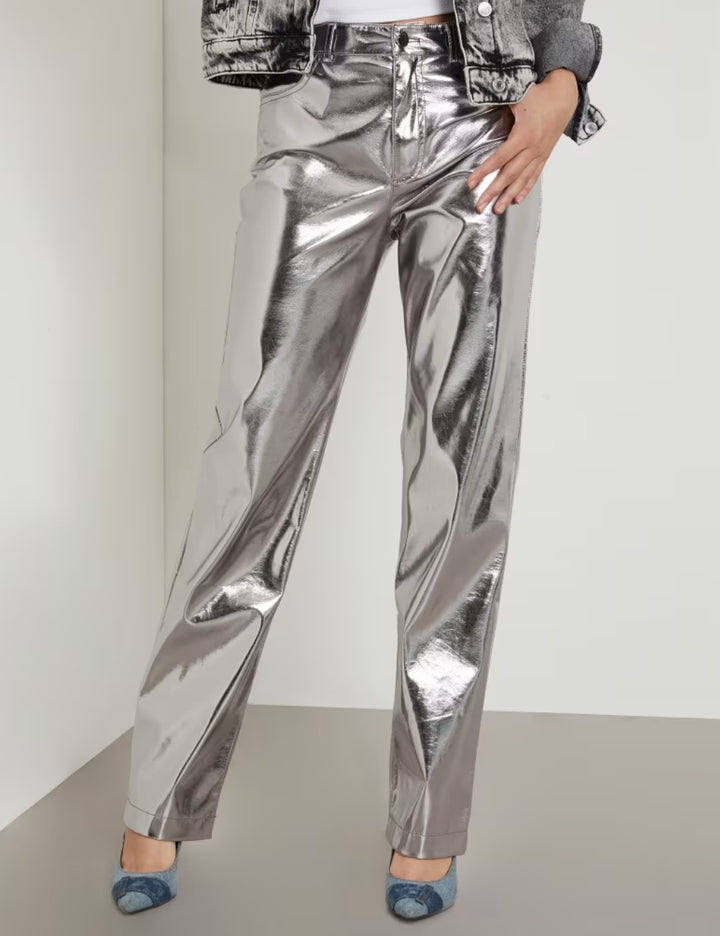 Pantaloni Guess, argintiu
