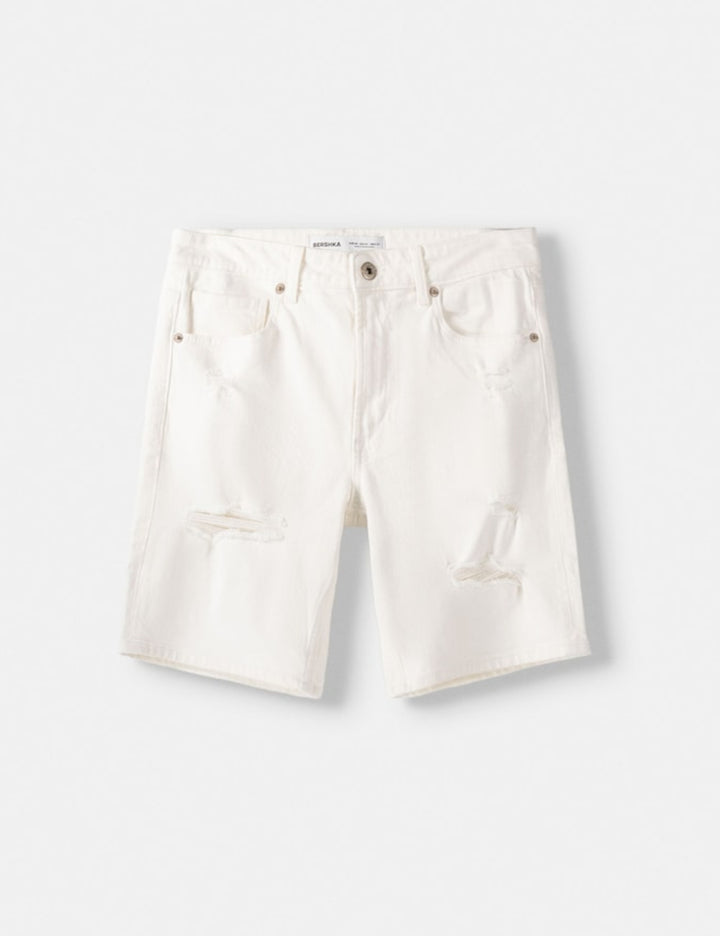 Pantaloni scurți Bershka, alb
