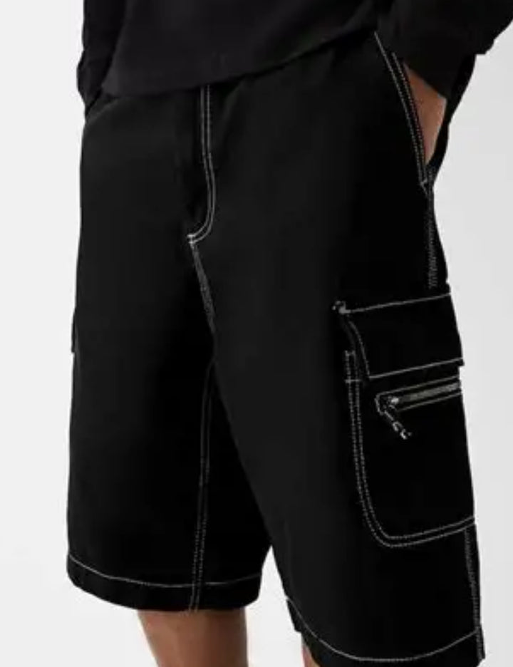 Bershka fekete cargo rövidnadrág