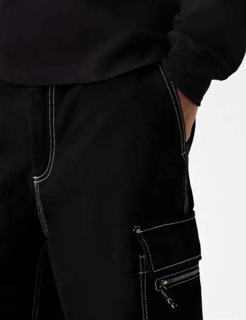 Bershka fekete cargo rövidnadrág
