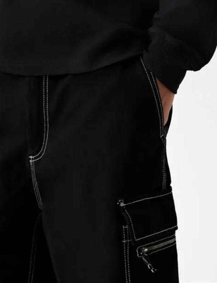 Bershka fekete cargo rövidnadrág