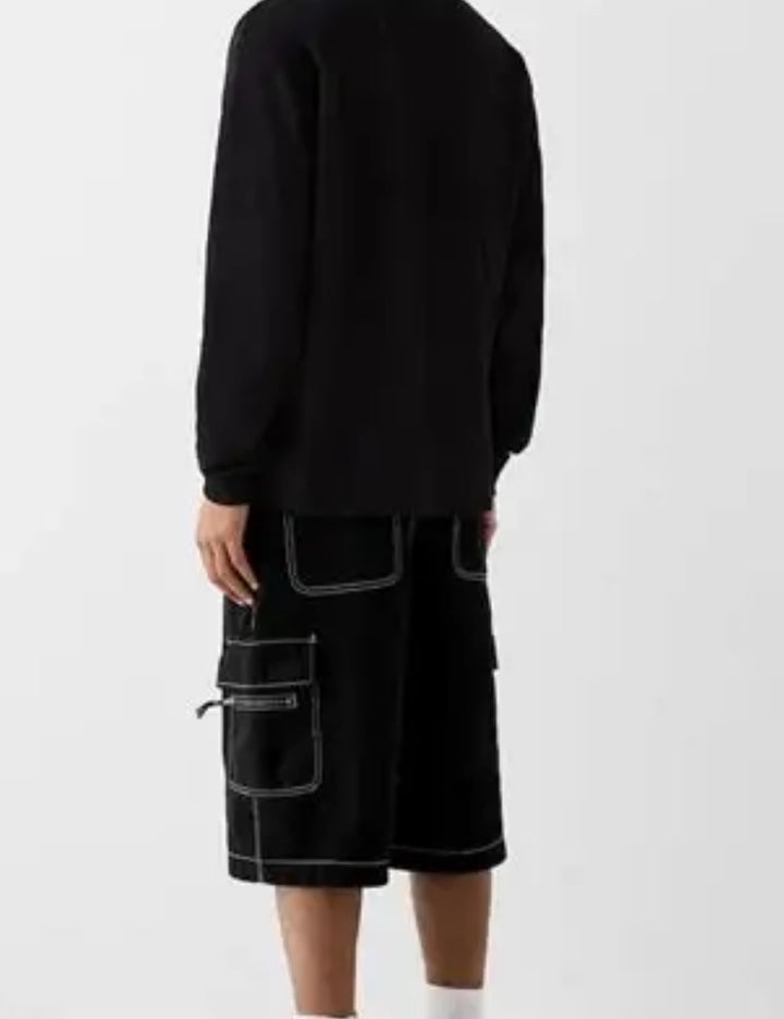 Bershka fekete cargo rövidnadrág