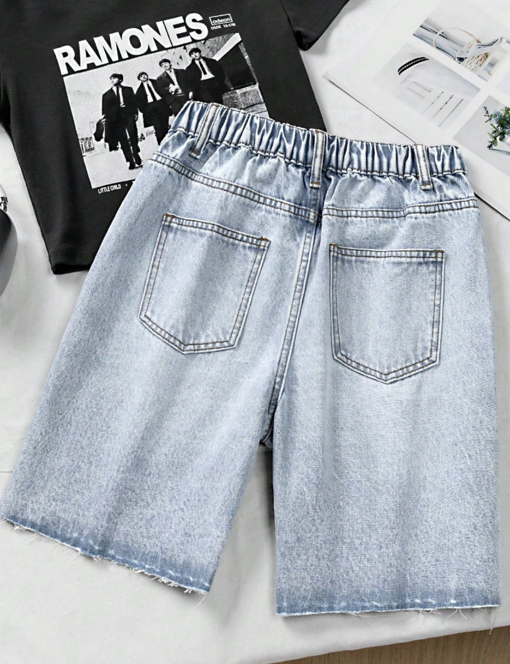 Pantaloni scurți de blugi Shein, albastru