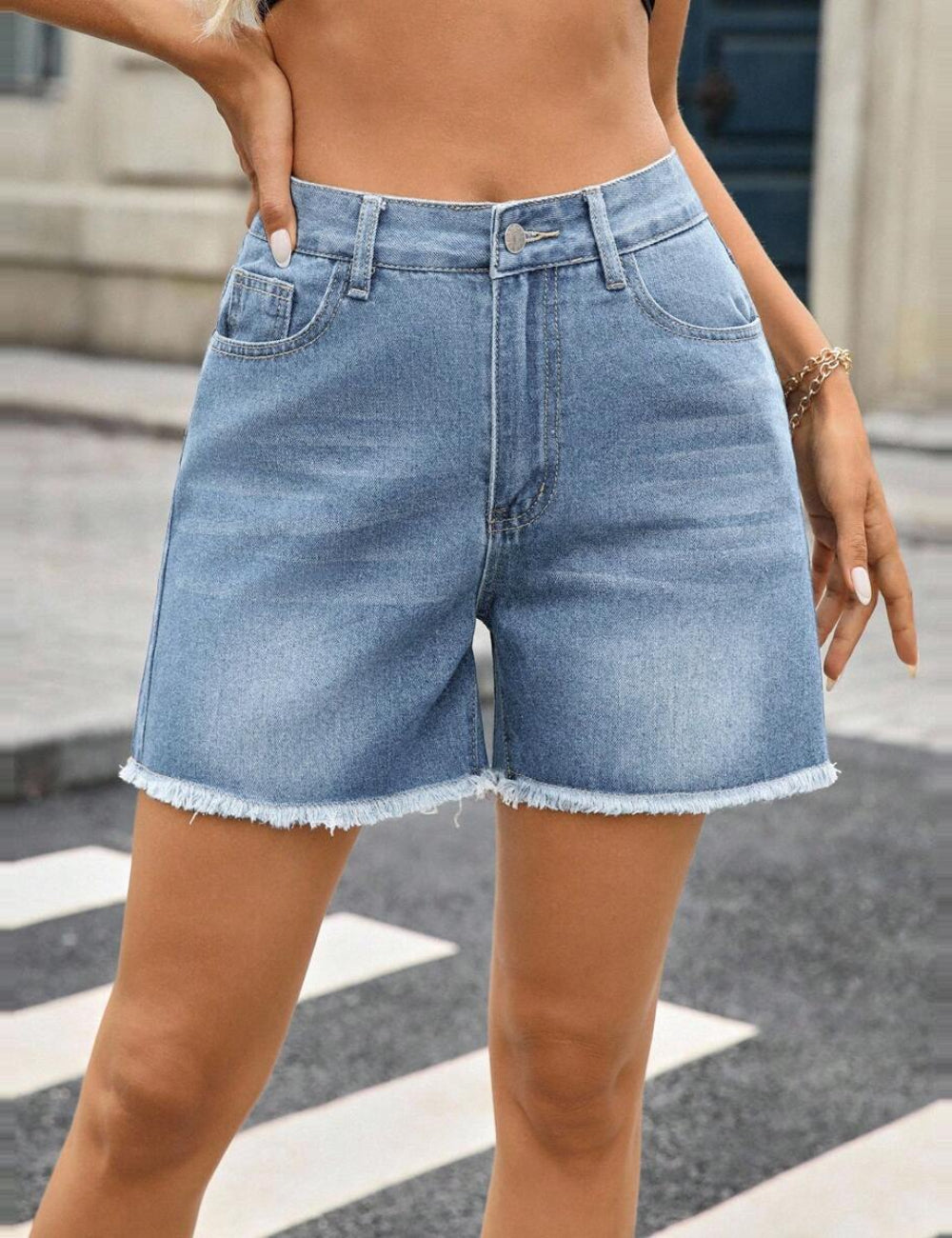 Shein kék farmer rövidnadrág