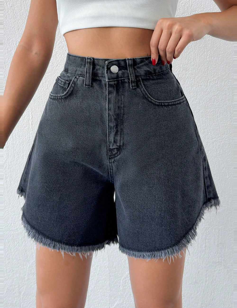 Pantaloni scurți de blugi Shein, gri