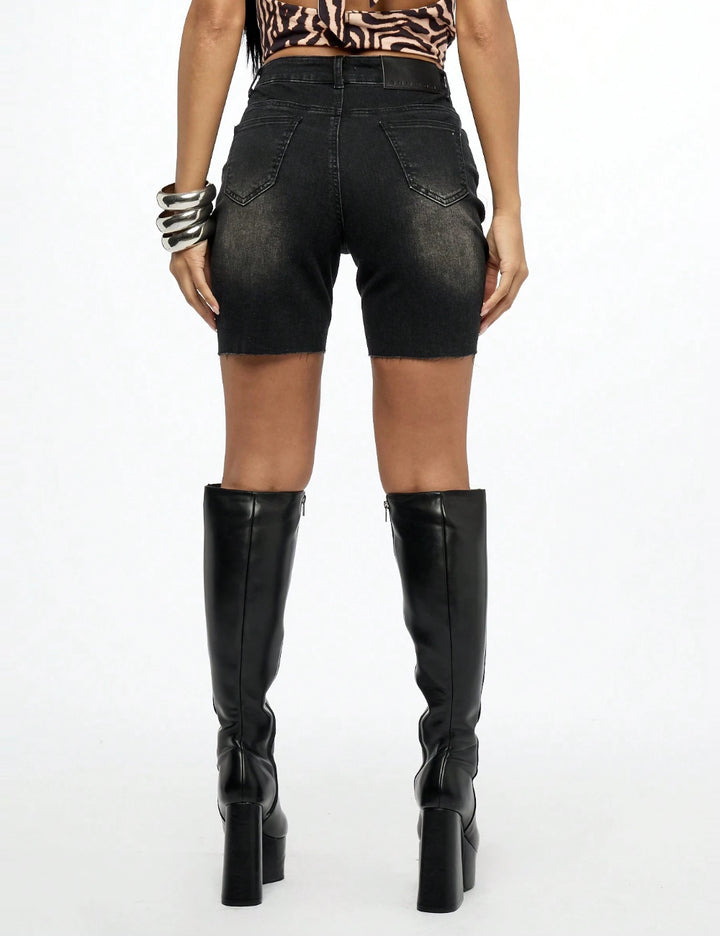 Pantaloni scurți de blugi SHEIN, negru