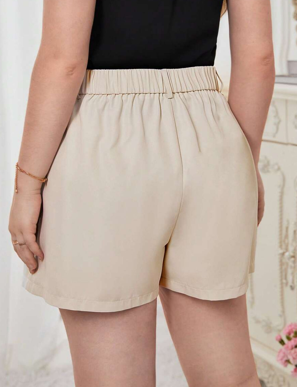 Pantaloni scurți Shein Curve+, crem