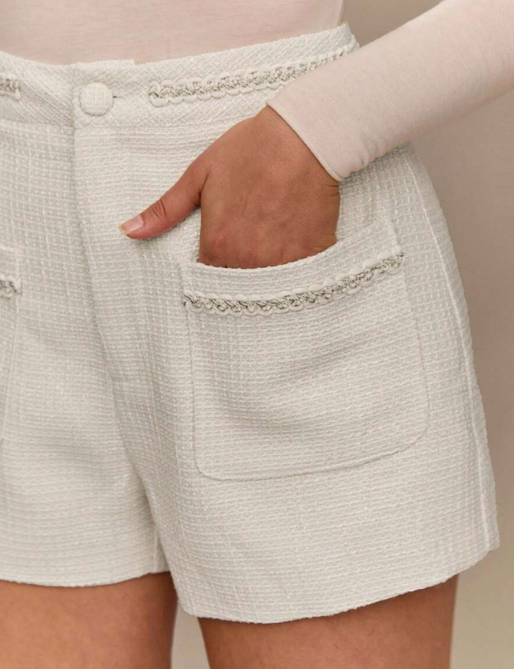 Shein rövidnadrág, krémszínű