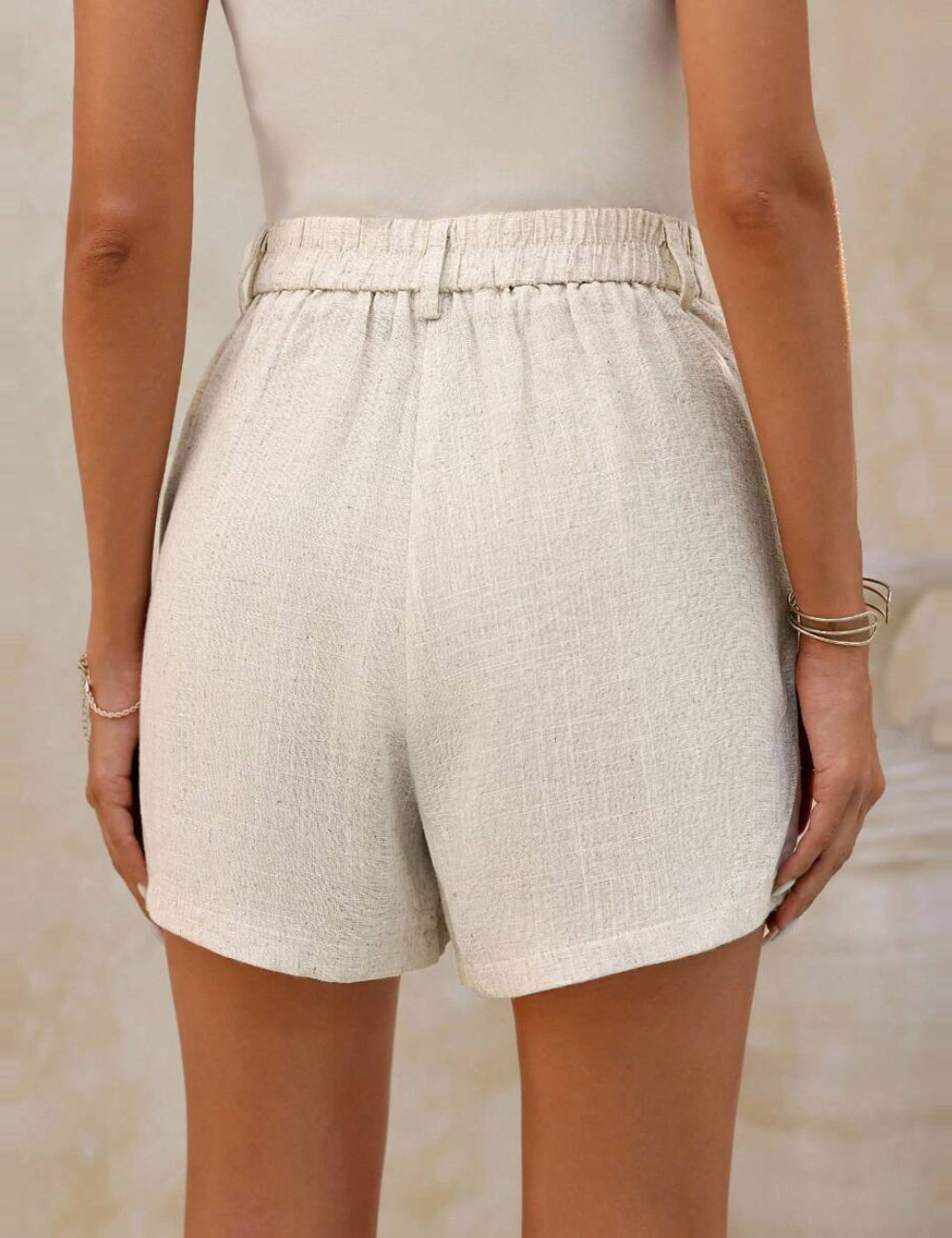 Pantaloni scurți Shein, crem