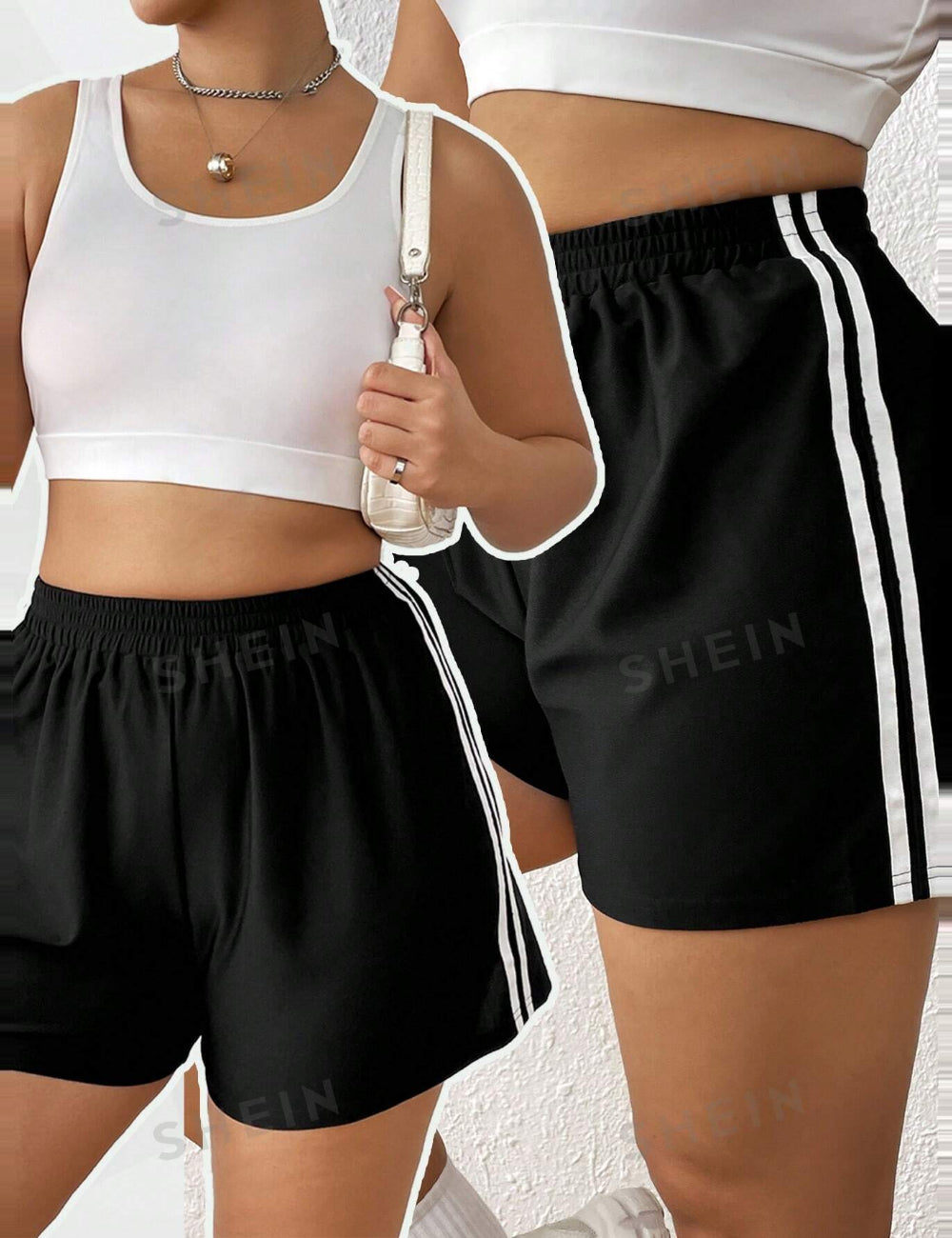 Shein Curve+ rövidnadrág, fekete