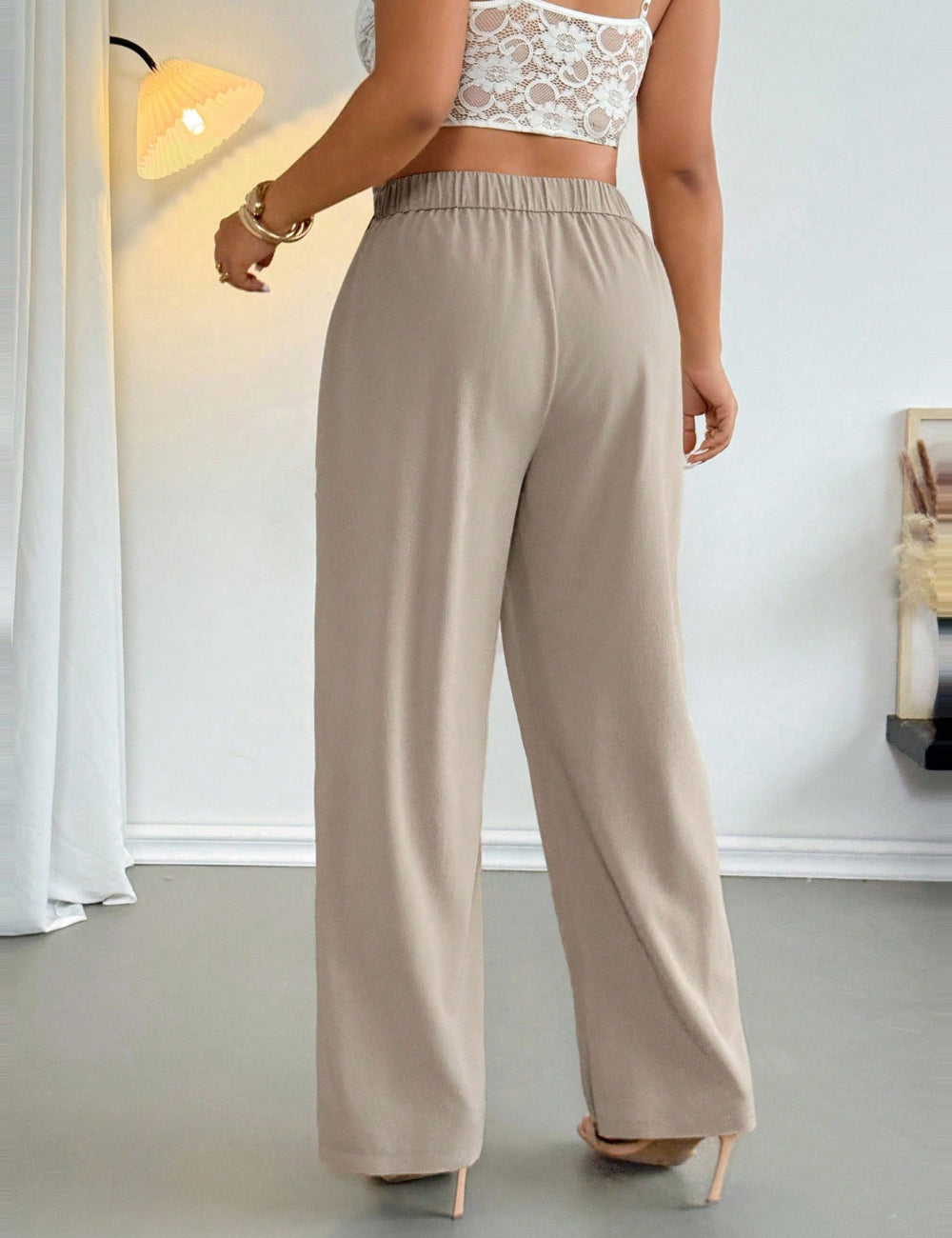 Shein Curve+ nadrág, bézs