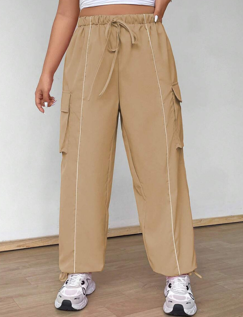Shein Curve+ nadrág, bézs