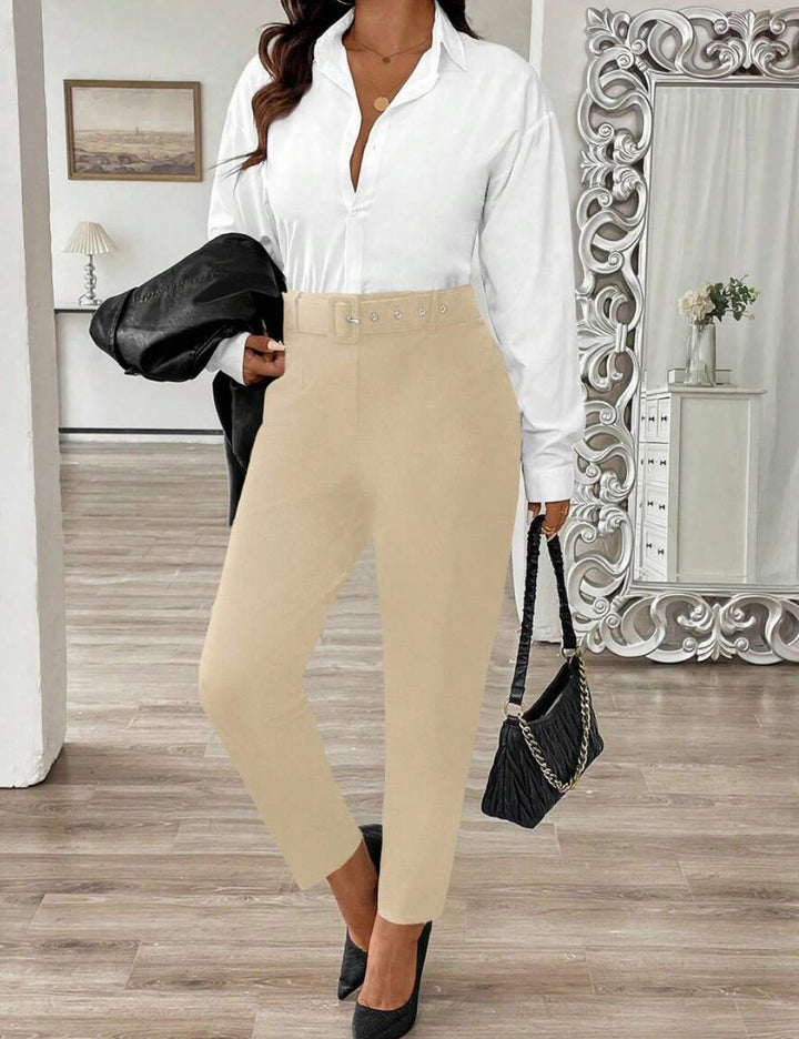 Shein Curve+ nadrág, bézs