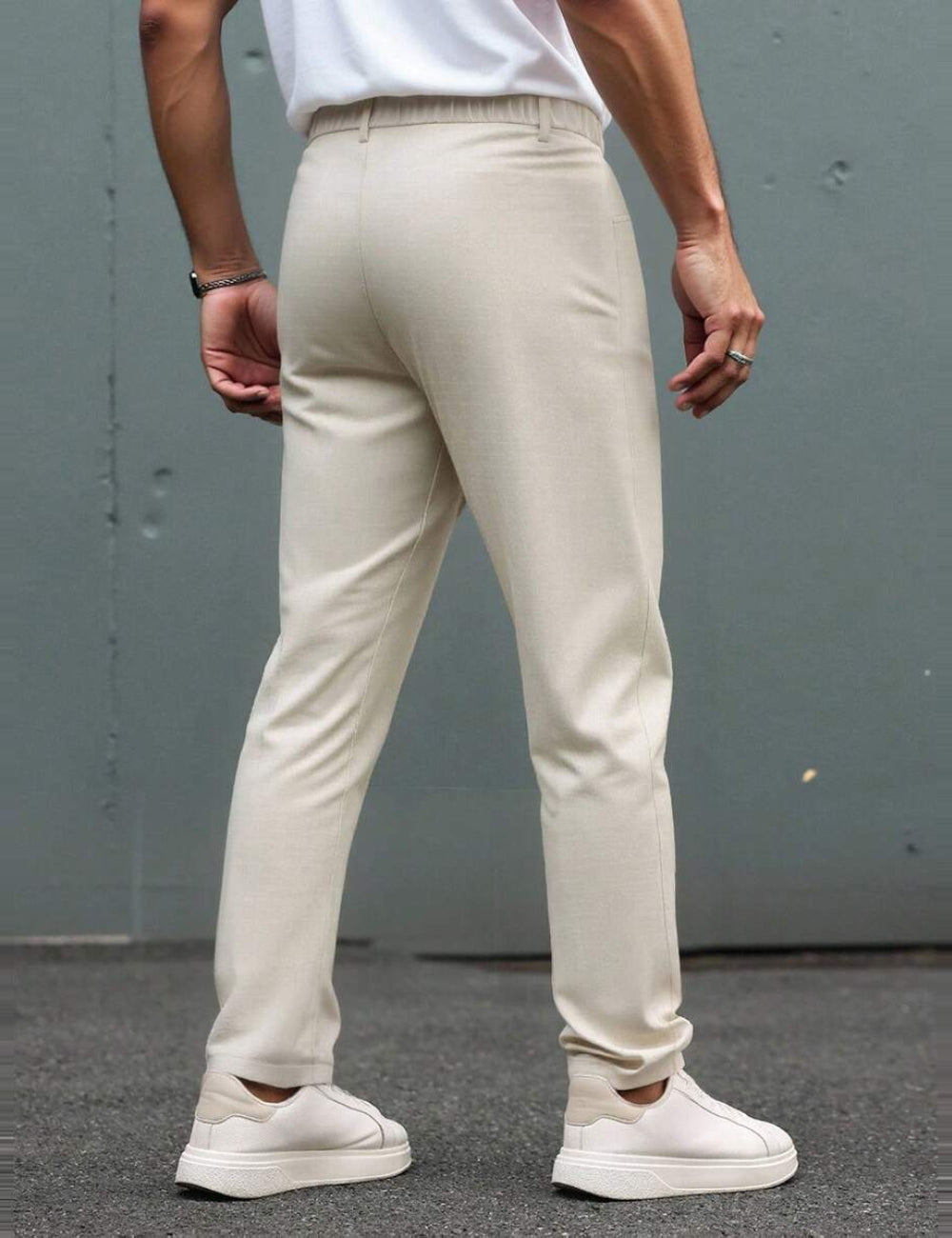 Pantaloni Shein MANFINITY, crem
