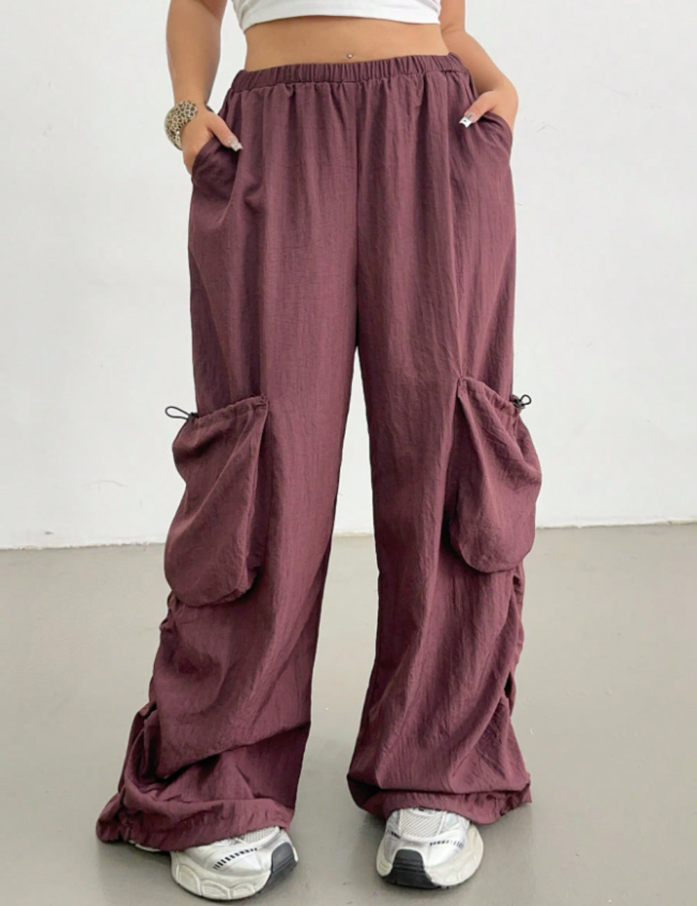Pantaloni Shein Curve+, maro