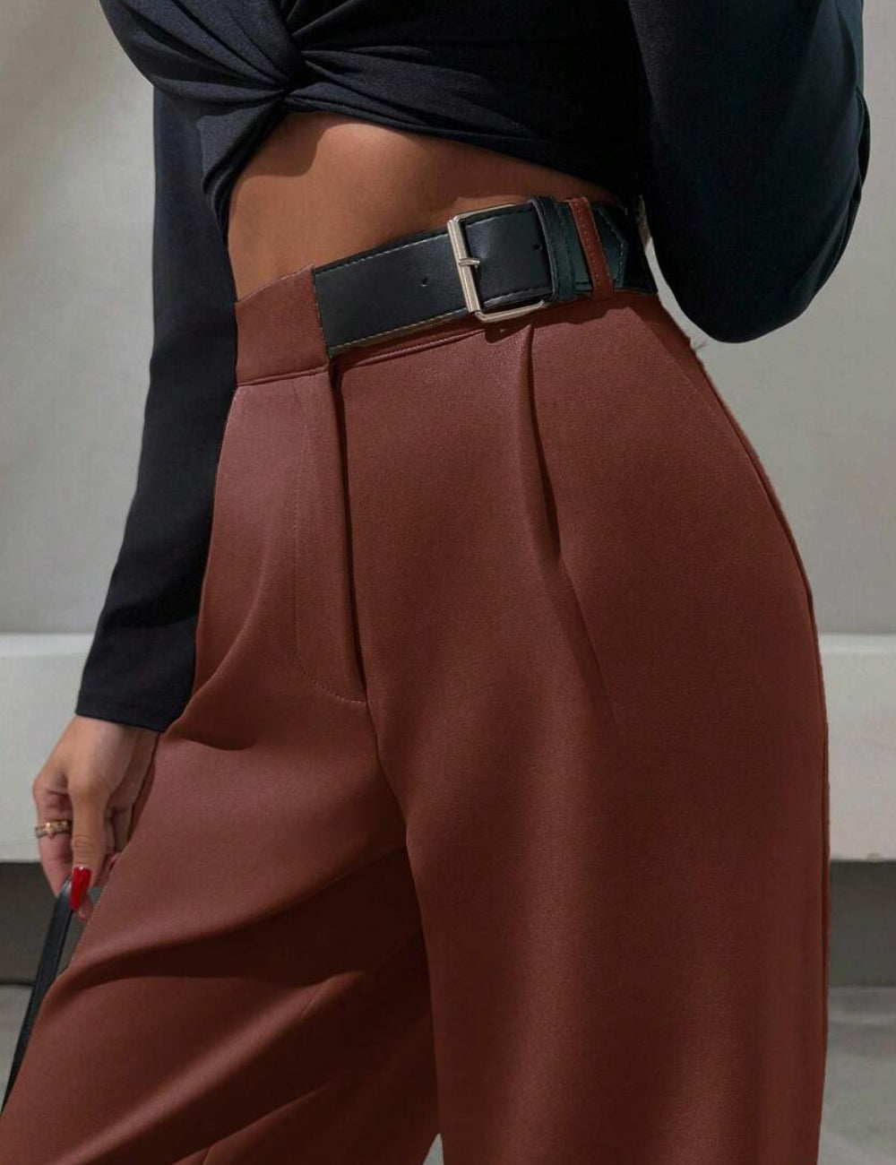 Pantaloni Shein Curve+, maro