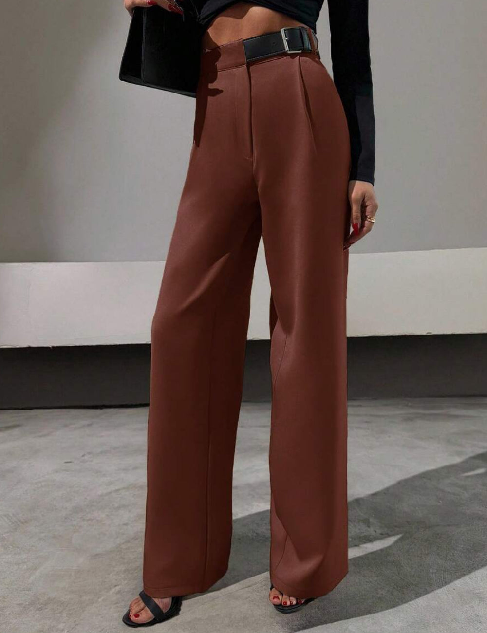 Pantaloni Shein Curve+, maro