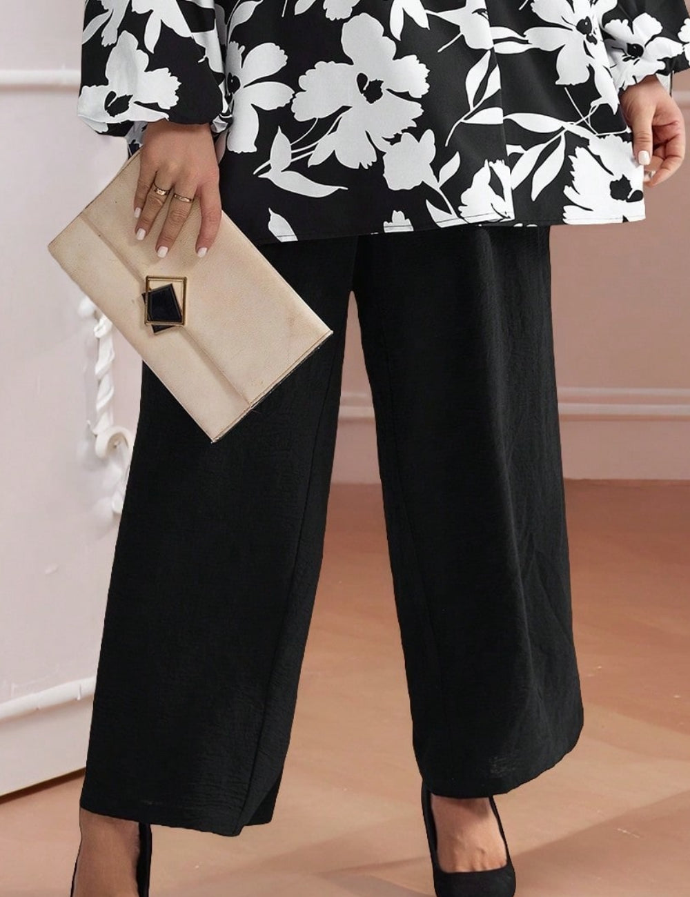 Shein Emery Rose nadrág, fekete