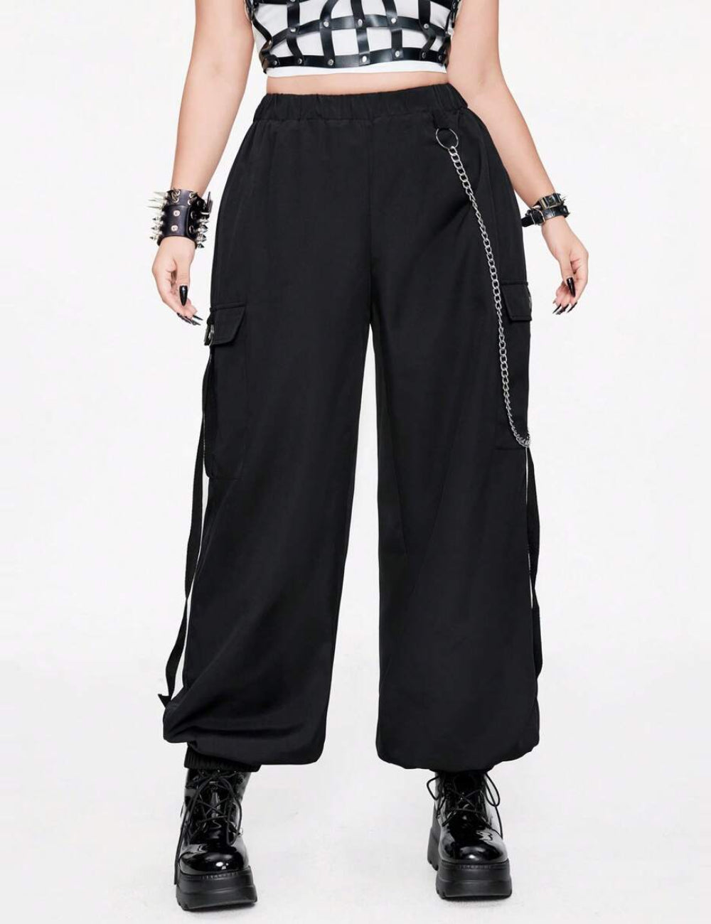 Shein Curve+ nadrág, fekete