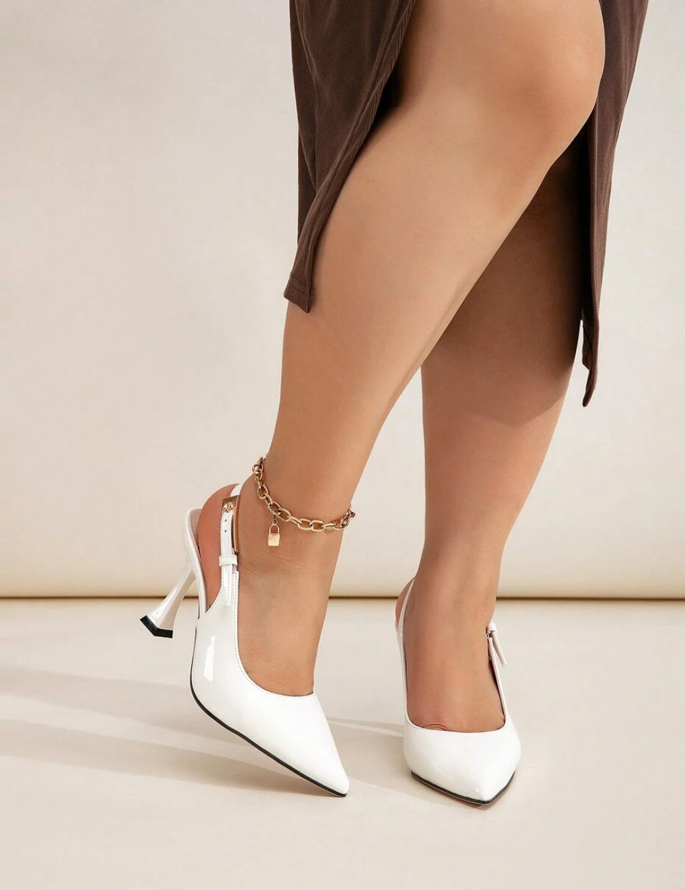 Pantofi cu toc Shein, alb