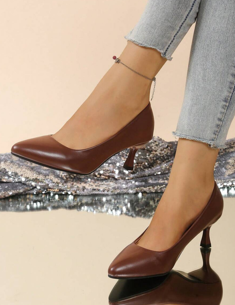 Pantofi cu toc SHEIN, maro