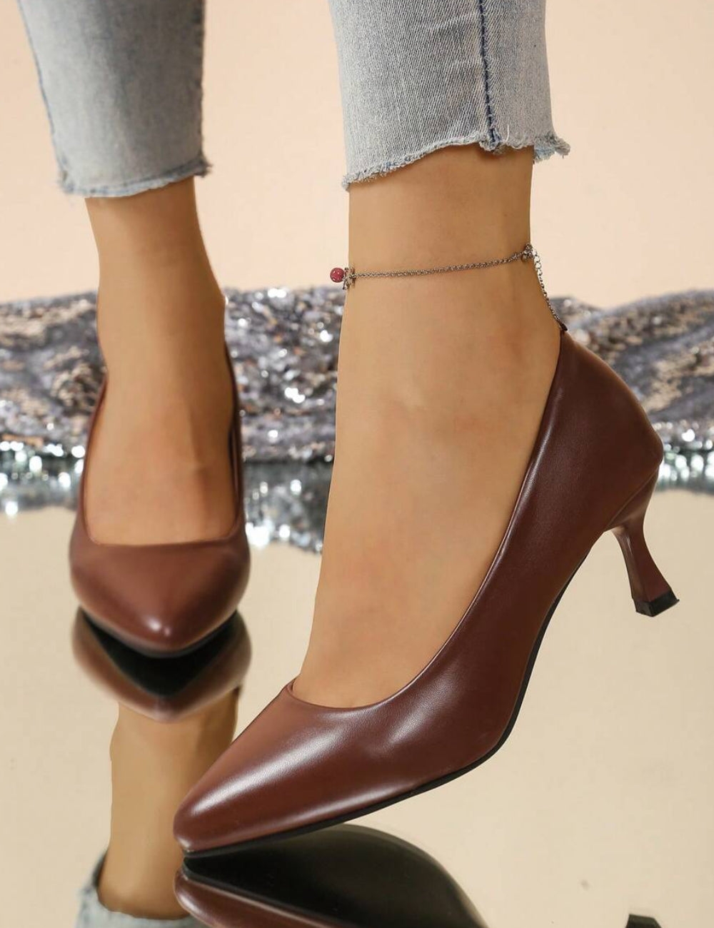 Pantofi cu toc SHEIN, maro