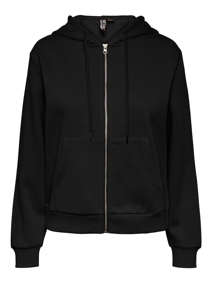 Hanorac cu fermoar PIECES, negru