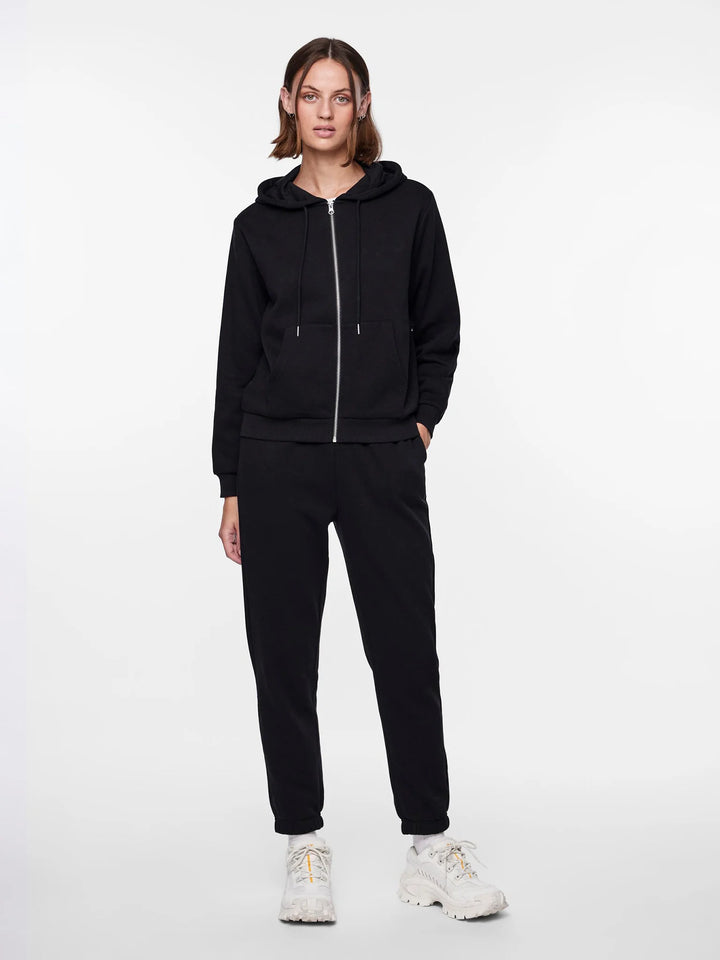 Hanorac cu fermoar PIECES, negru