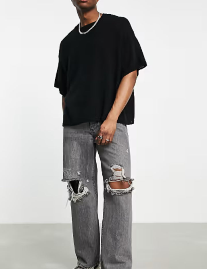 ASOS rövid ujjú pulóver, fekete