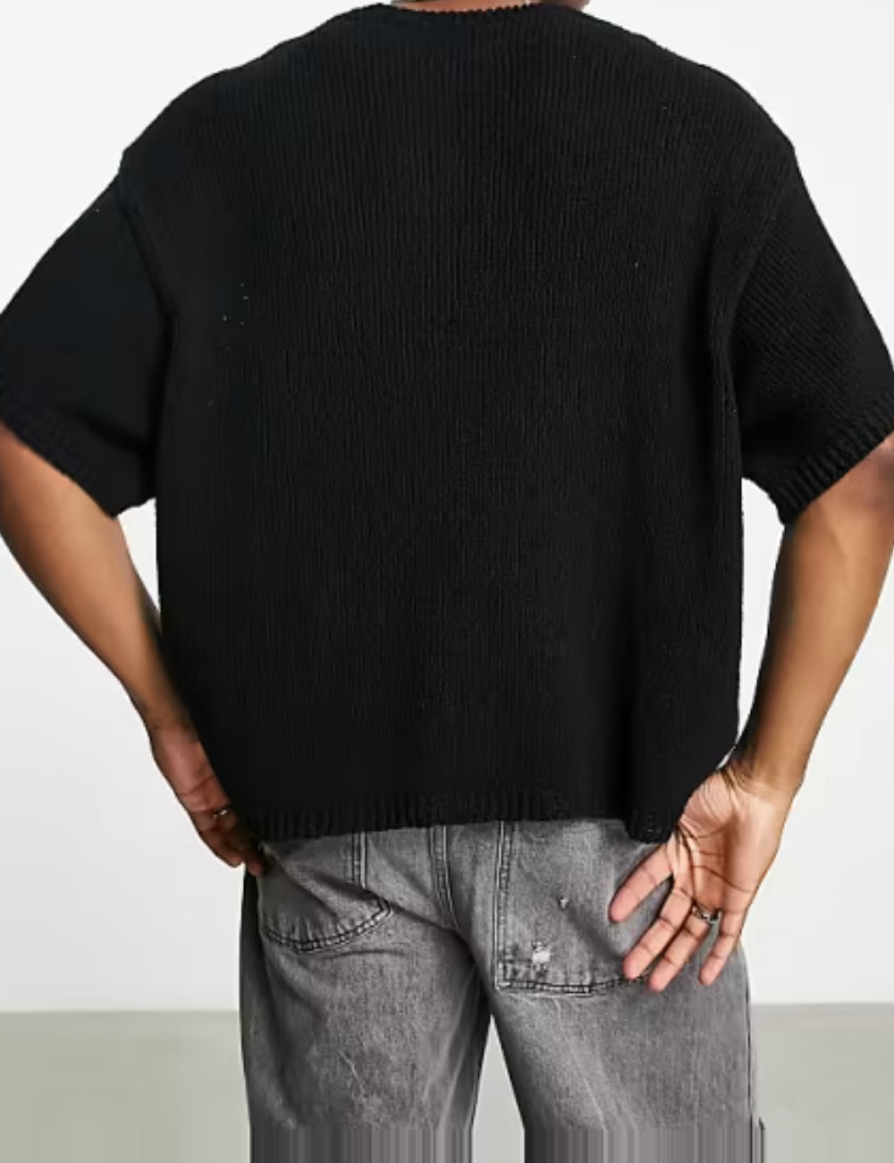 ASOS rövid ujjú pulóver, fekete