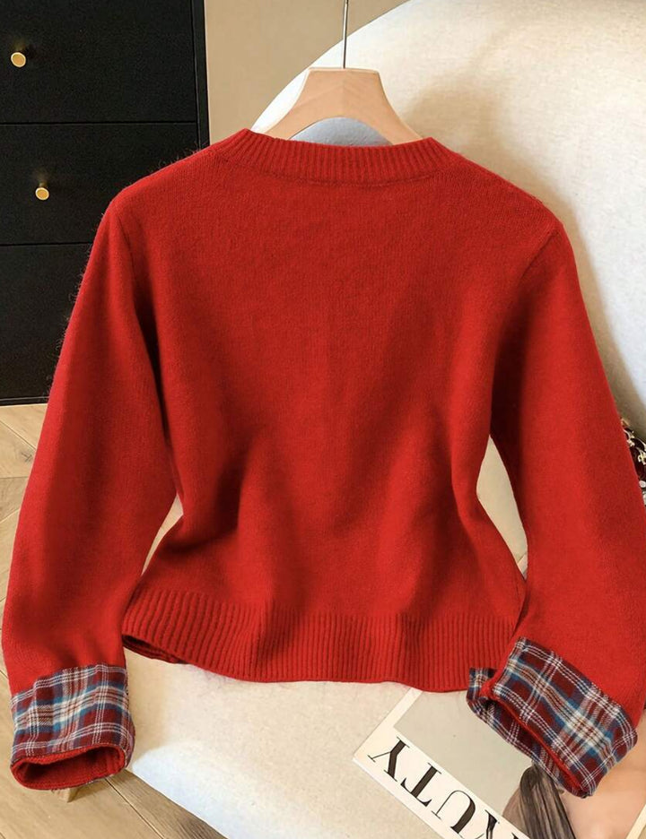 Shein piros gombos pulóver