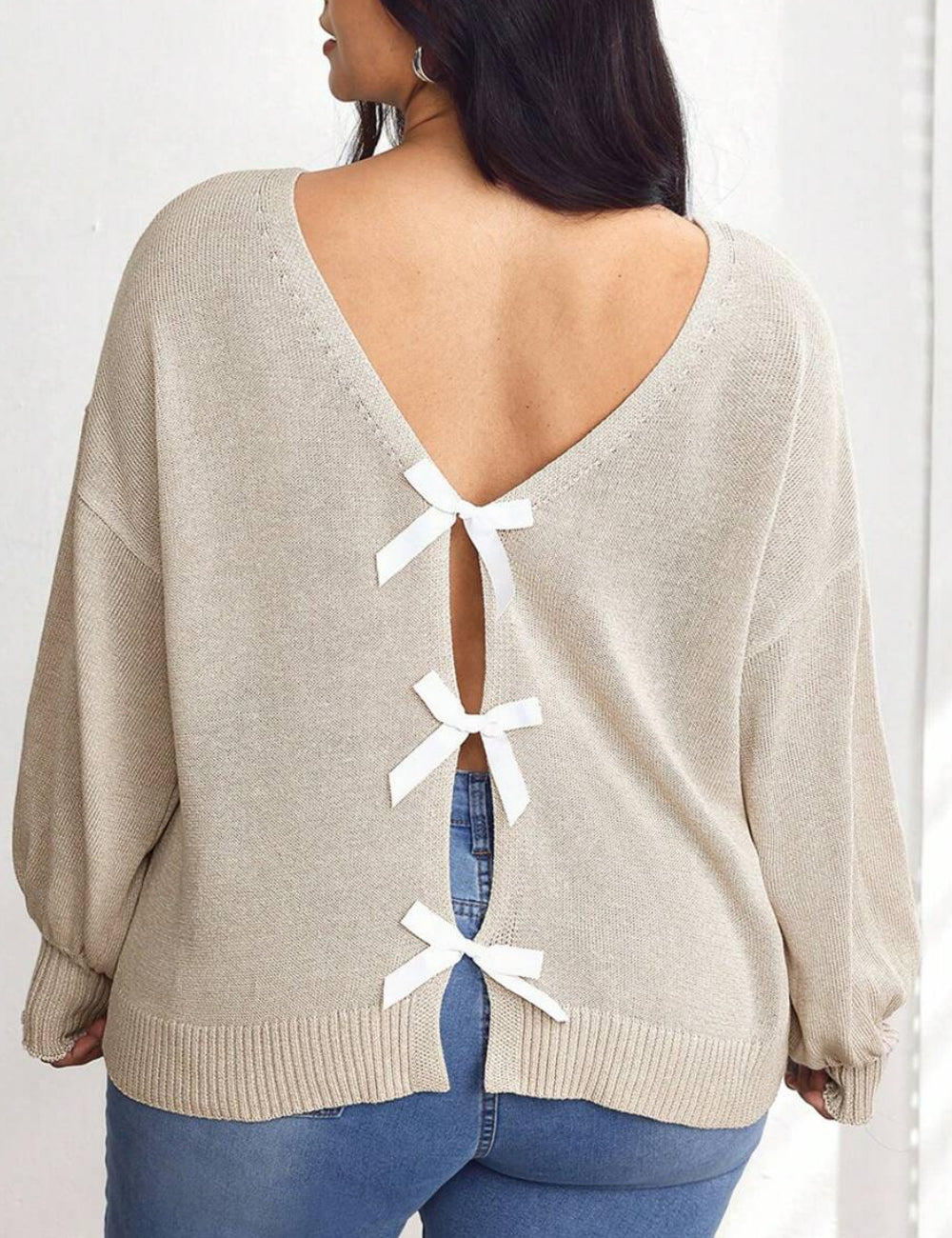 Shein Curve+ pulóver, bézs
