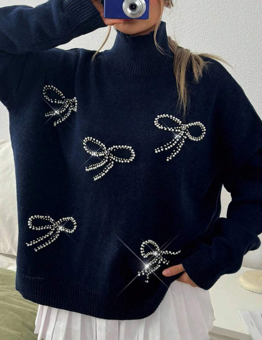 Shein pulóver, sötétkék