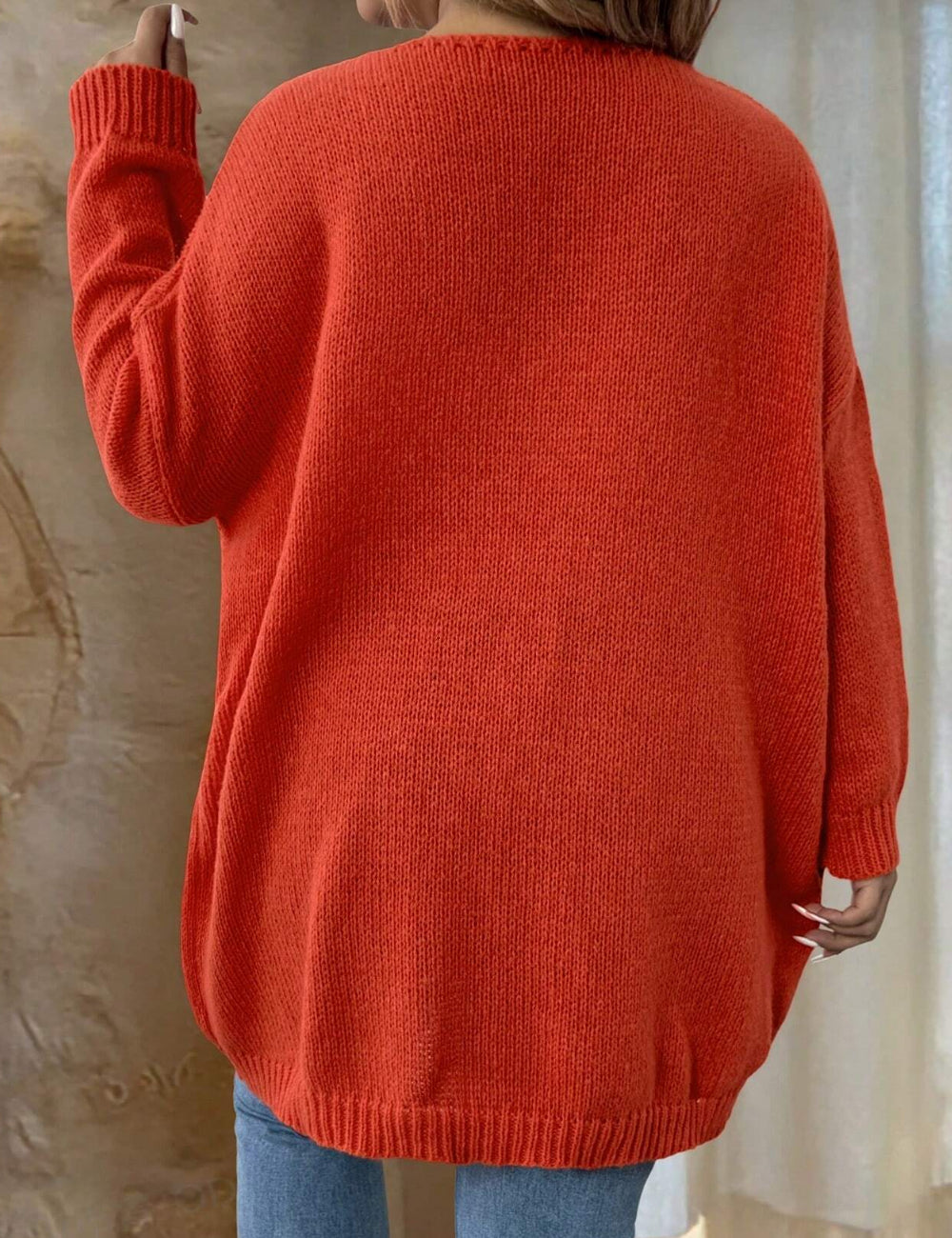 Shein Curve+ pulóver, piros