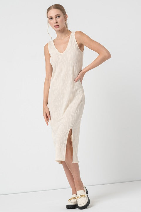 VERO MODA krém midi ruha