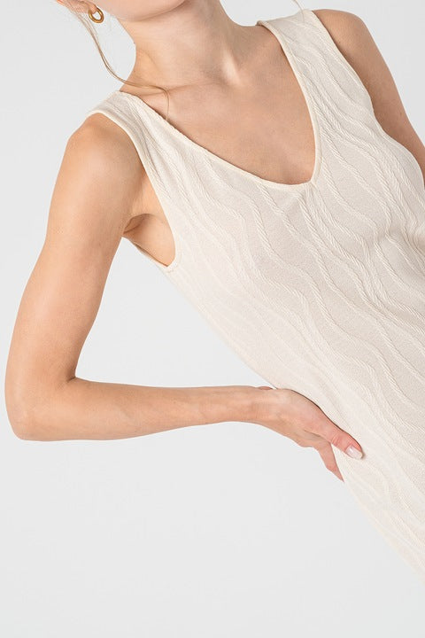 VERO MODA krém midi ruha