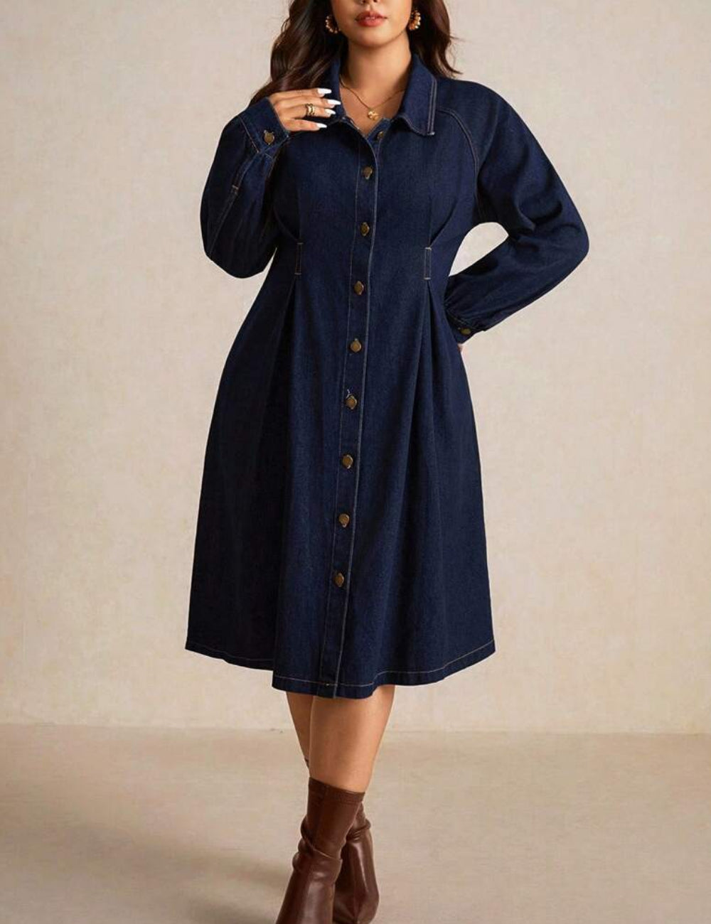 Shein Curve+ farmerruha, kék