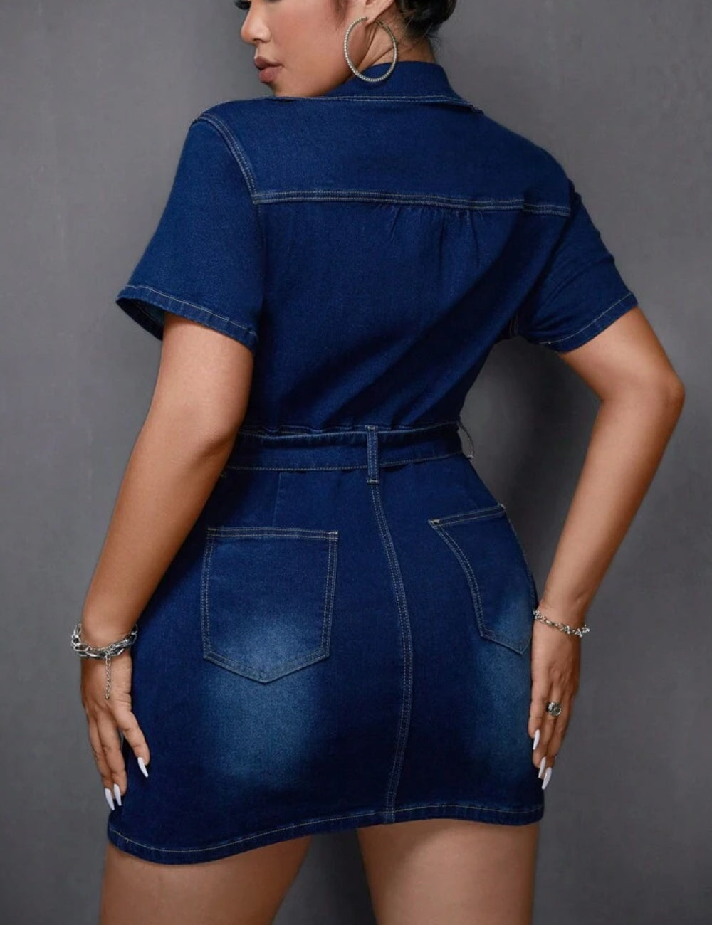 Shein Curve+ farmerruha, kék
