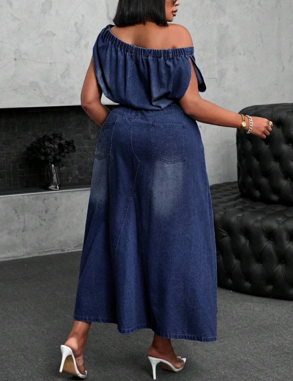 Shein Curve+ farmerruha, kék