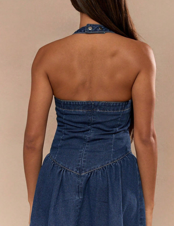 Shein Missguided kék farmerruha