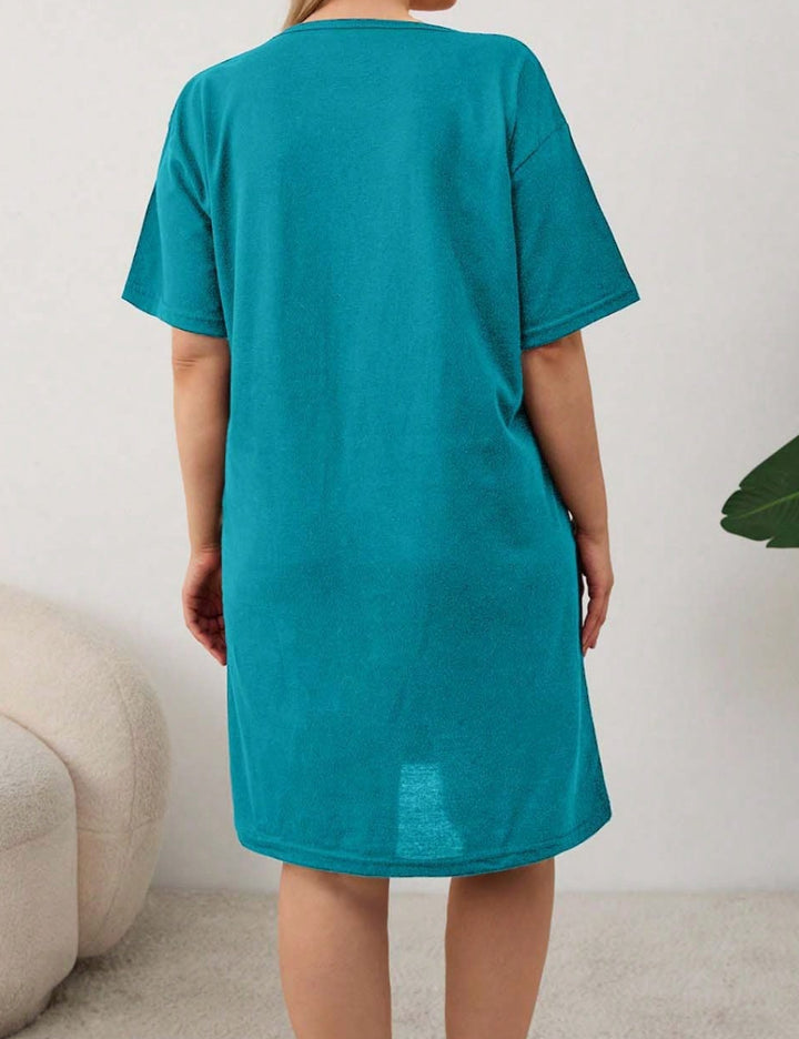 Shein Curve+ éjszakai ruha, türkiz