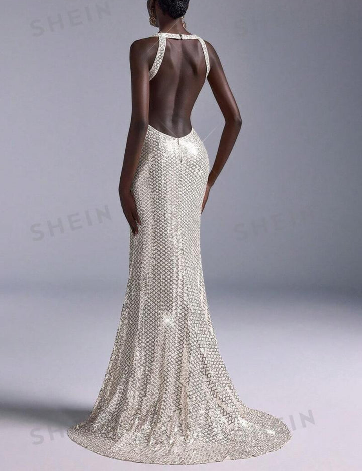 Rochie de ocazie Shein, argintiu