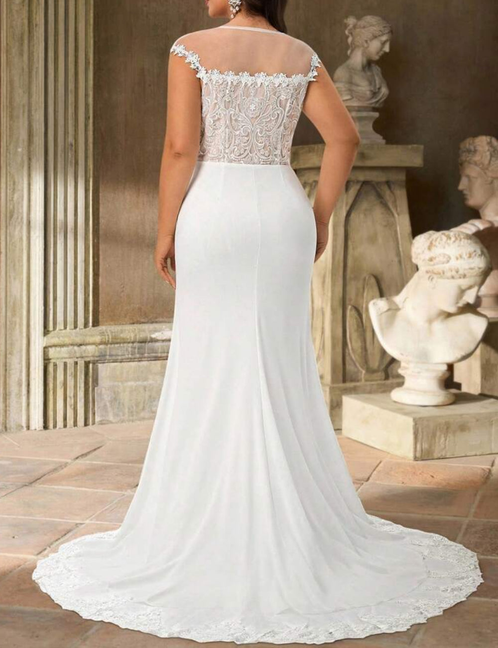 Shein Curve+ alkalmi ruha és menyasszonyi ruha, fehér