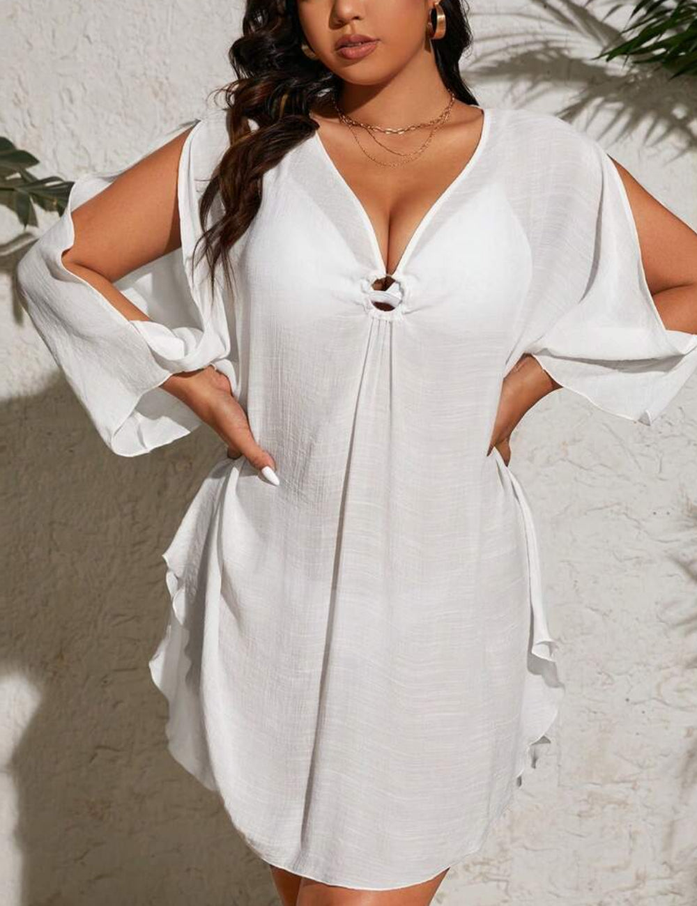 Shein Curve+ strandruha, fehér